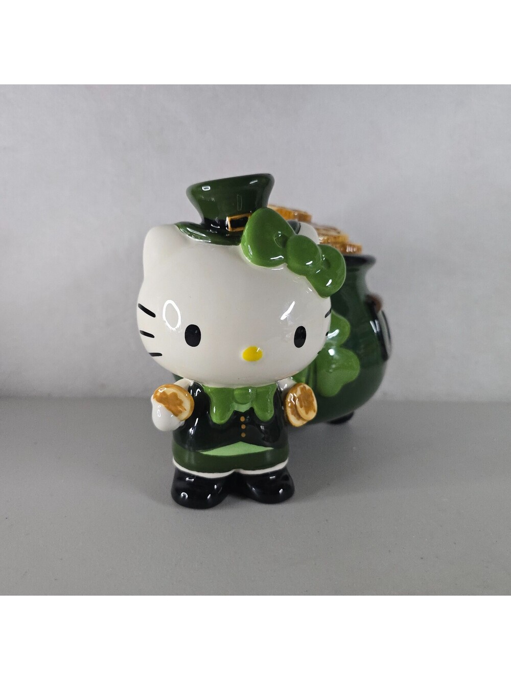 Blue Sky Clayworks Hello Kitty St. Patrick's Day Pot of Gold Ceramic Figurine